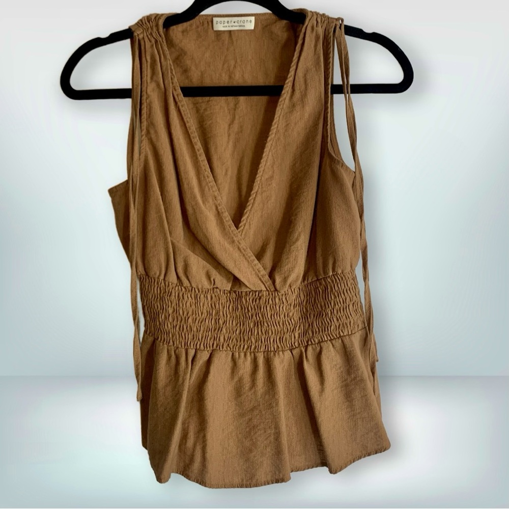 Paper Crane Earth Tone Textured Sleeveless Top, size M